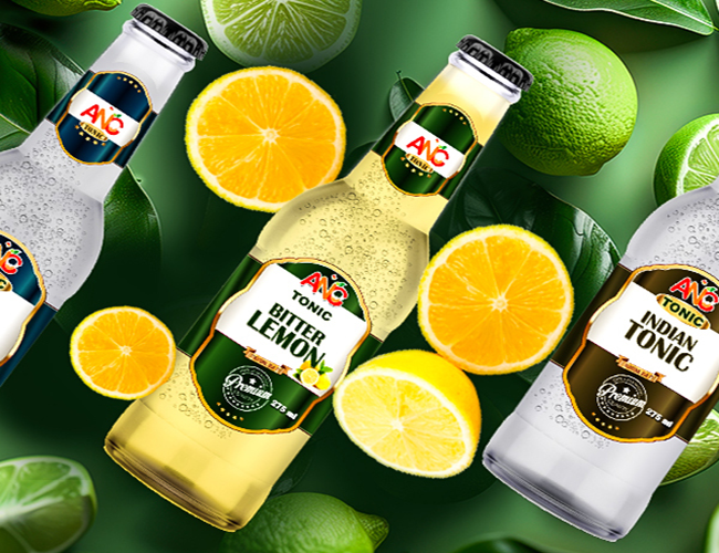 Discover the excellence of ANC Tonic featuring Bitter Lemon, Indian Tonic, and Zero Tonic, surrounded by vibrant citrus slices.