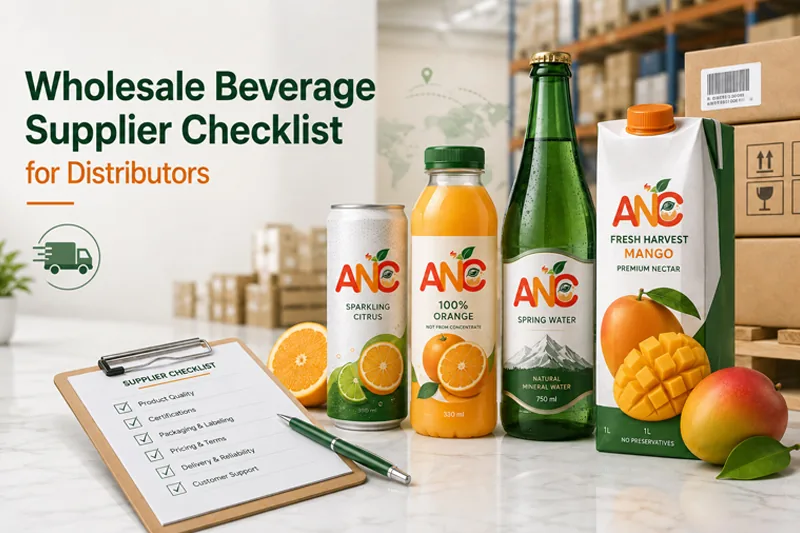 Beverage import documents checklist with product samples and shipping papers