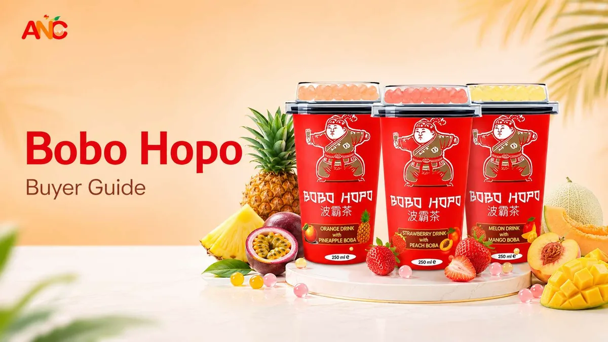 Bobo Hopo bubble tea buyer guide with ready to drink cups and fruit