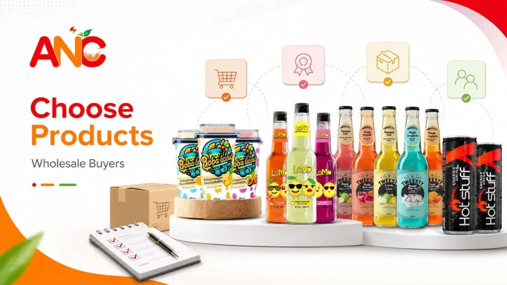 Choose beverage products guide for wholesale buyers with beverage range and checklist