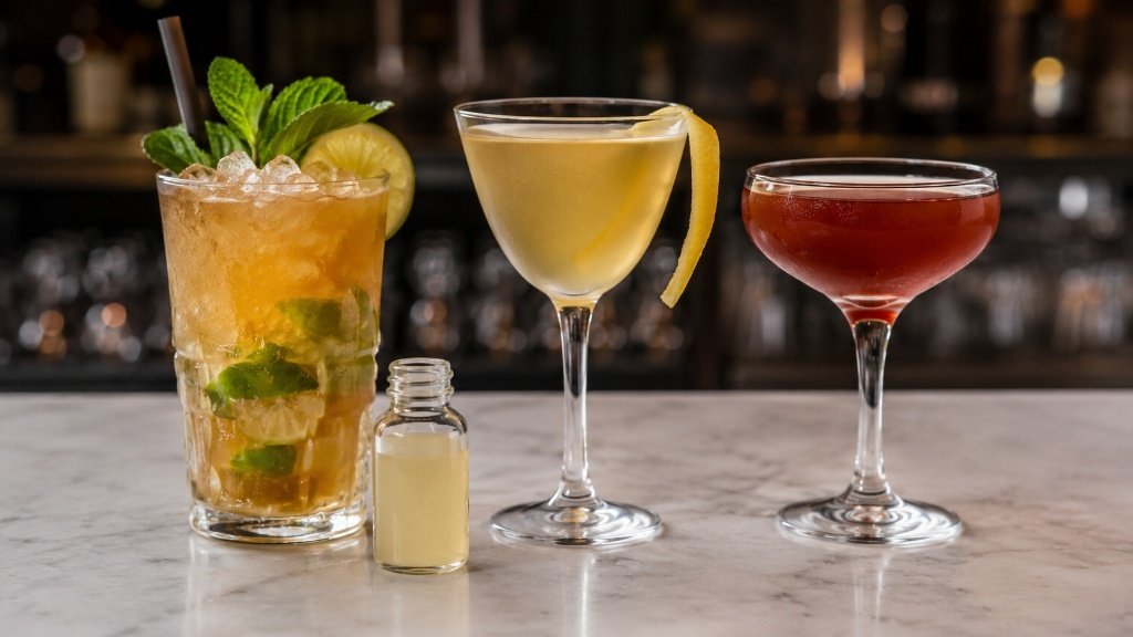 Mai Tai, Japanese Cocktail and Trinidad Sour made with orgeat