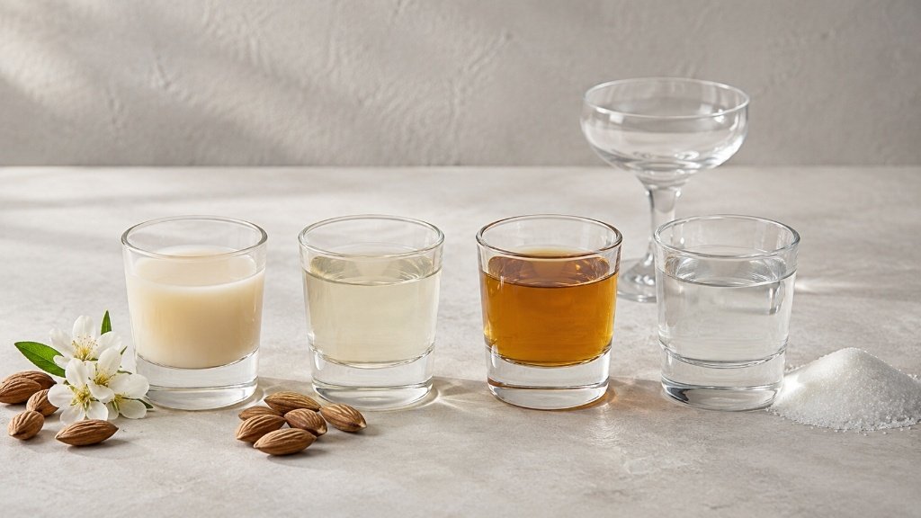 Orgeat compared with almond syrup, amaretto and simple syrup