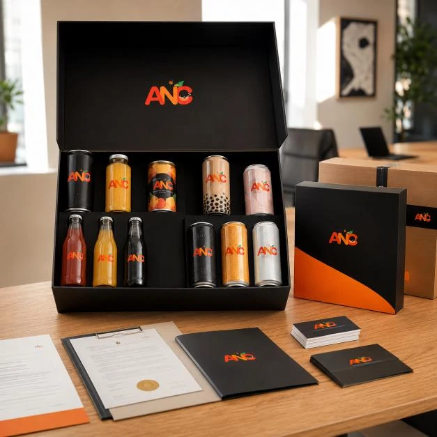 ANC private label beverage sample kit and presentation box