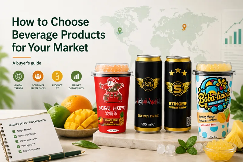 Ready-to-drink beverages for importers and online sellers with product samples and logistics map