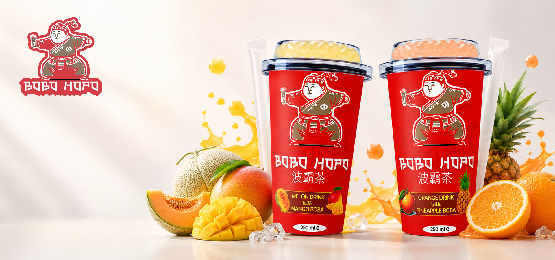 Refreshing 250 ml fruit boba drinks with juicy tropical flavors and popping pearls for a fun, flavorful sip experience.