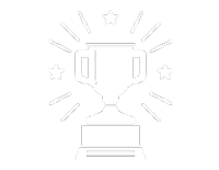 A graphic icon of a trophy surrounded by stars represents achievement and high standards.