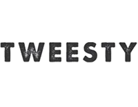 Tweesty logo with 3D chrome effect, showcasing modern and sleek typography.