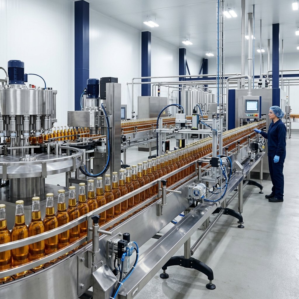 Automated beverage manufacturing conveyor belts and canning line